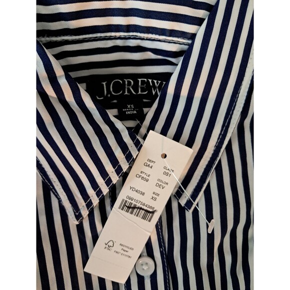 J.Crew Long Amelia Shirtdress Striped Drapey Viscose Twill CF659 Size XS NWT - Picture 3 of 12